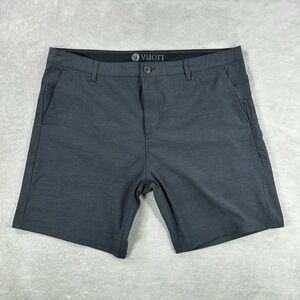 Vuori Aim Shorts Mens 36 Heather Blue Chino 8" Performance Modern Stretch Preppy